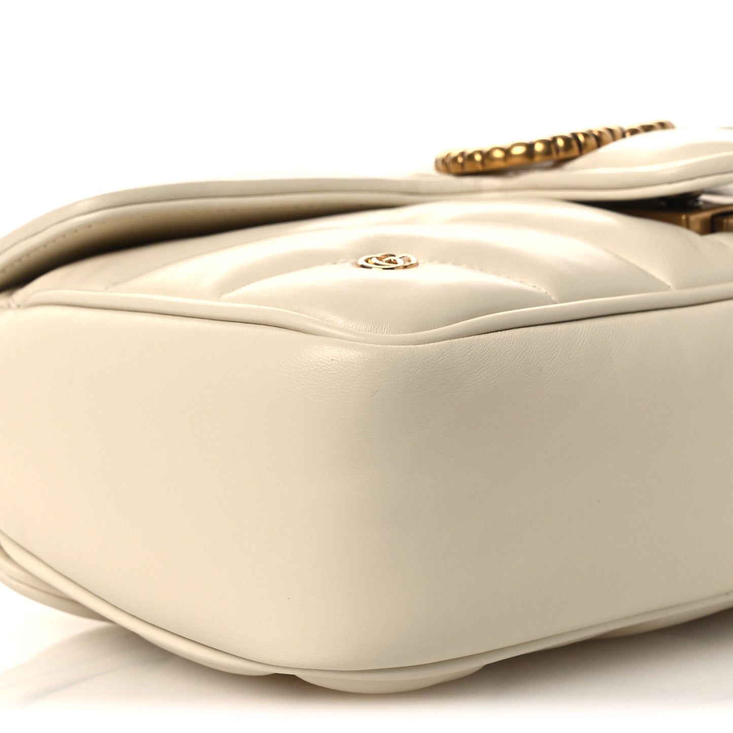 Nappa Matelasse Double G Studs Small Torchon GG Marmont Shoulder Bag Mystic White