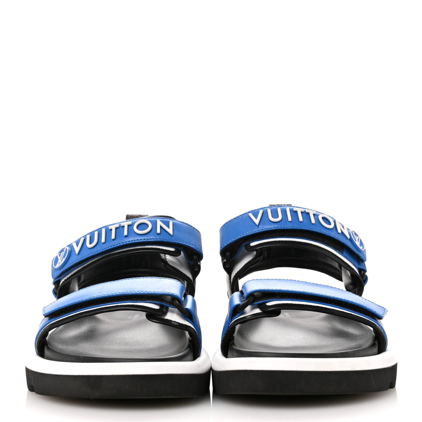 Calfskin Monogram Pool Pillow Flat Comfort Sandals 41 Blue