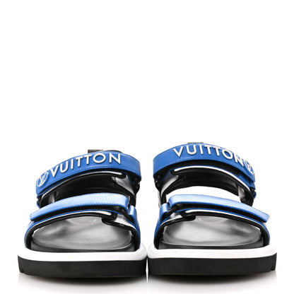 Louis Vuitton Calfskin Monogram Pool Pillow Flat Comfort Sandals 41 Blue 3 of 10