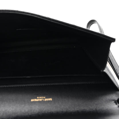 Saint Laurent Grain De Poudre Matelasse Chevron Monogram Envelope Clutch Black 5 of 8