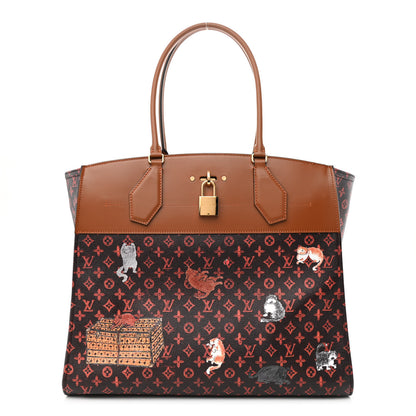 Louis Vuitton Calfskin Catogram City Steamer Cabas XXL Orange Marron 1 of 9