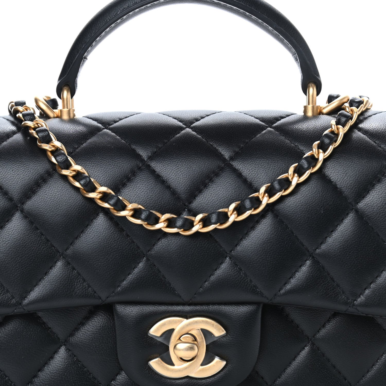 Chanel Lambskin Quilted Mini Top Handle Rectangular Flap Black 7 of 9
