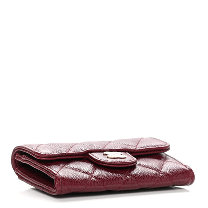 Chanel Caviar Quilted Flap Card Holder Wallet Burgundy 4 of 9
