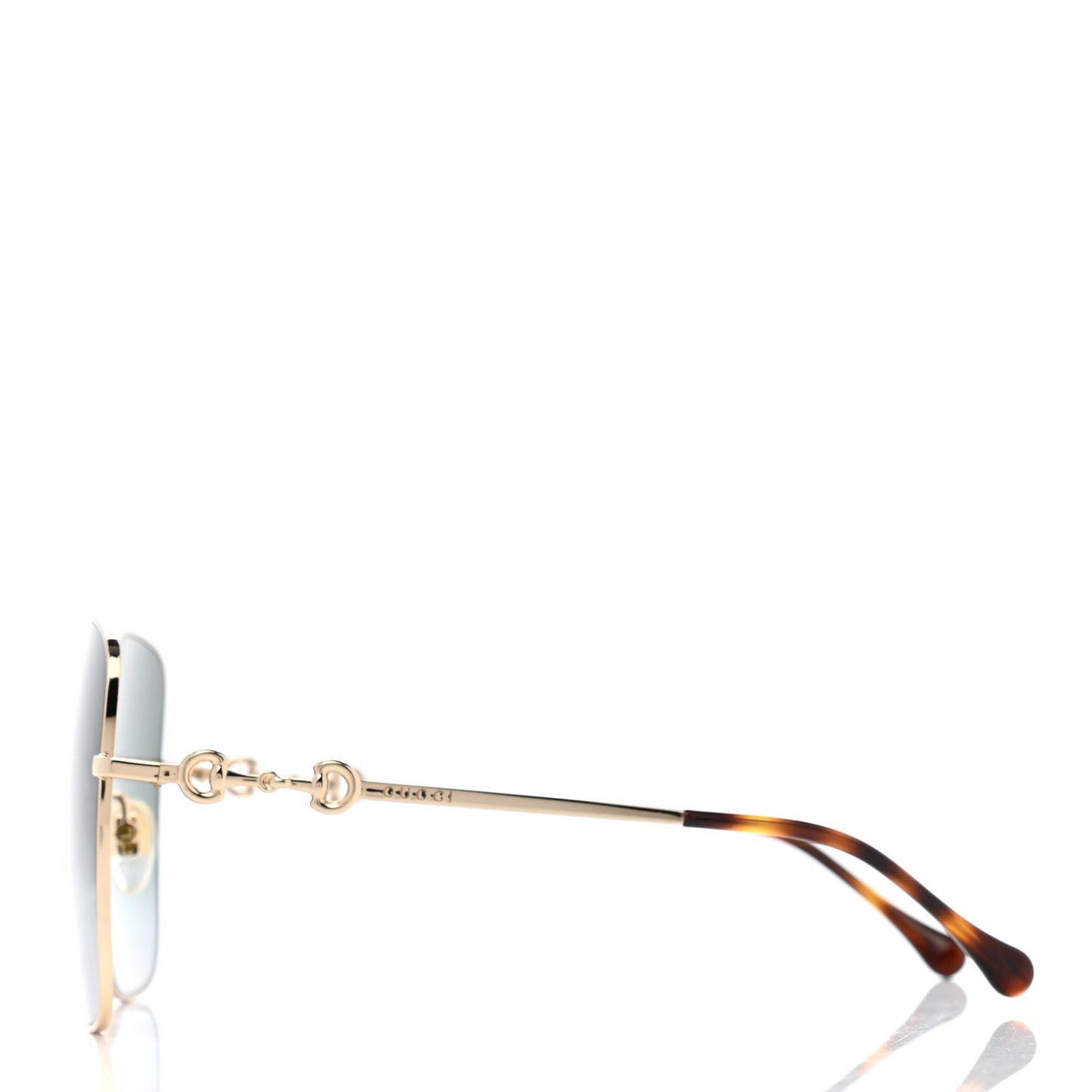 Metal Horsebit Square Frame Sunglasses GG0879S Gold
