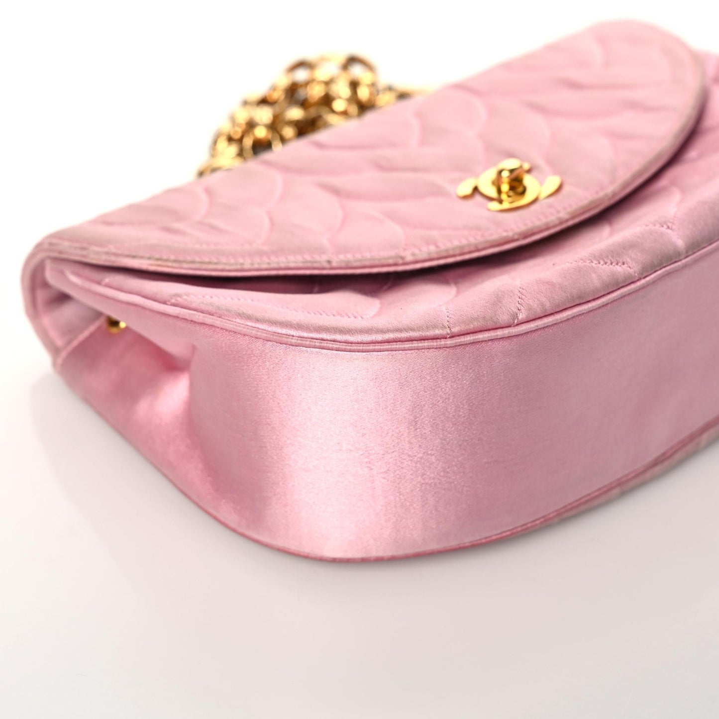 Satin Quilted Flap Shoulder Bag Pink