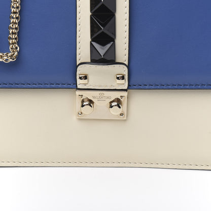 Valentino Garavani Vitello Tri-Color Medium Glam Lock Rockstud Flap Blue White Burgundy 8 of 8