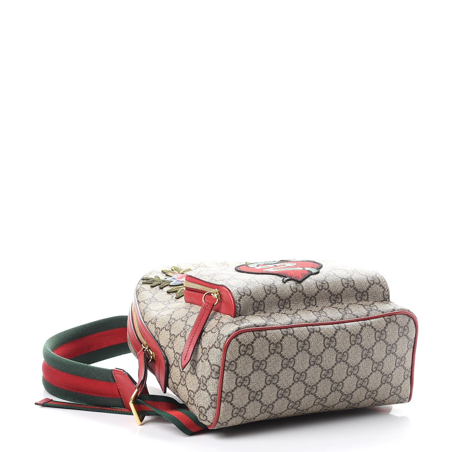 Gucci GG Supreme Monogram Web Kingsnake Heart Embroidered Small Day Backpack Red 4 of 8