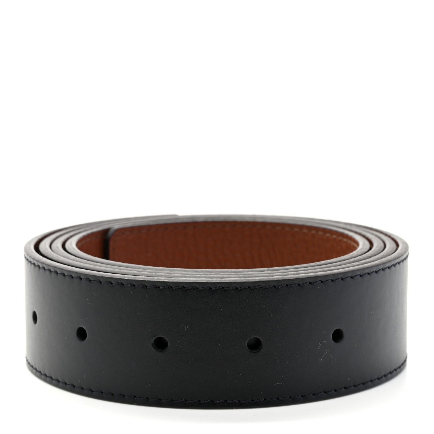 Louis Vuitton Calfskin Taurillon Reversible Belt Strap 110 44 Black Cognac 2 of 5
