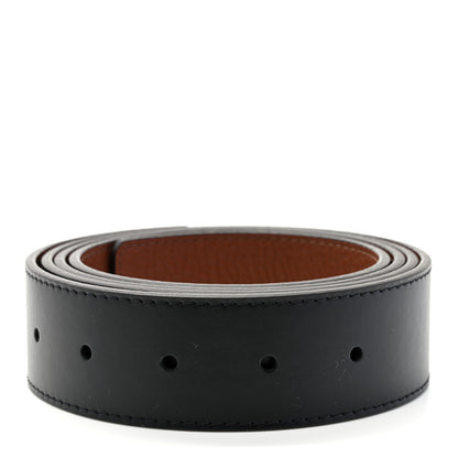 Louis Vuitton Calfskin Taurillon Reversible Belt Strap 110 44 Black Cognac 2 of 5