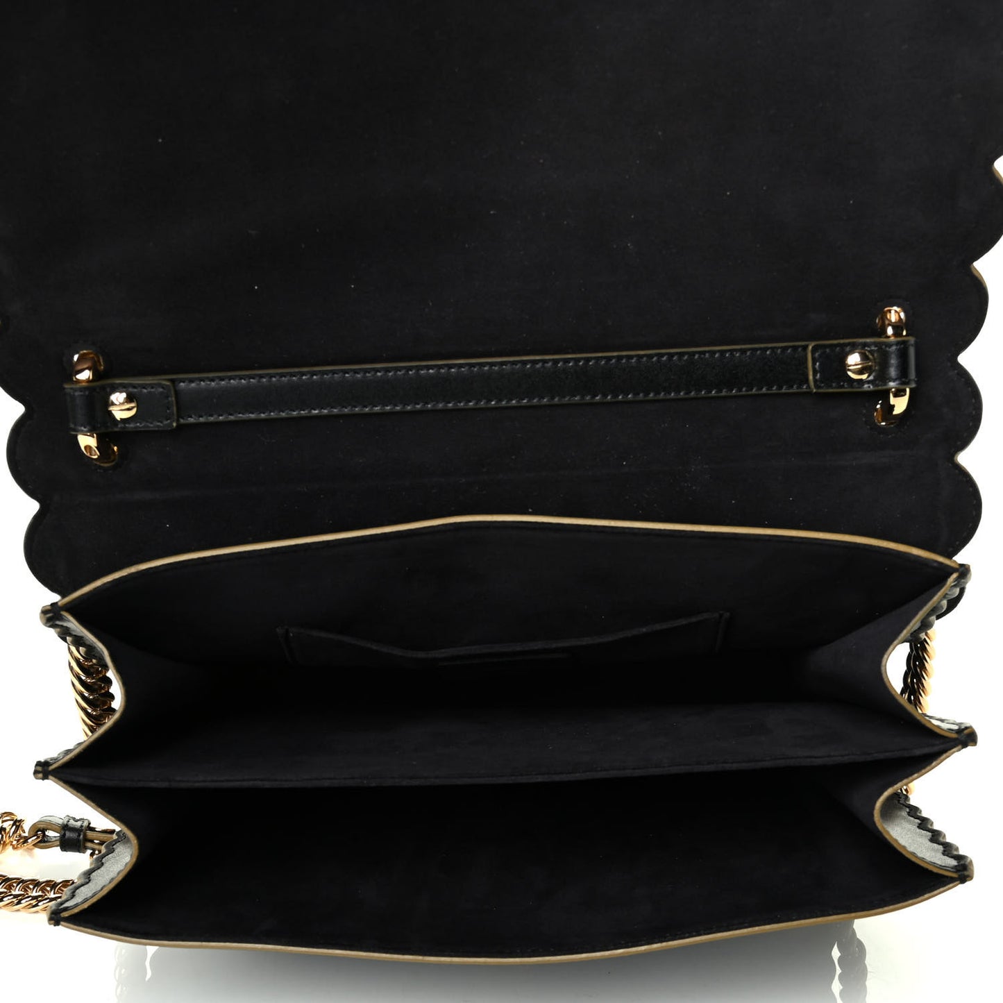 Vitello Liberty Scalloped Studded Kan I Shoulder Bag Black