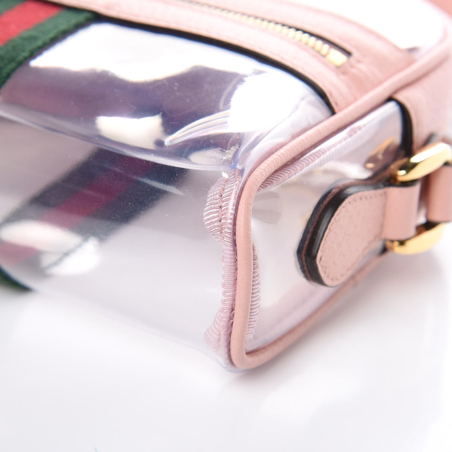 Vinyl Web Mini Ophidia Transparent Shoulder Bag Perfect Pink