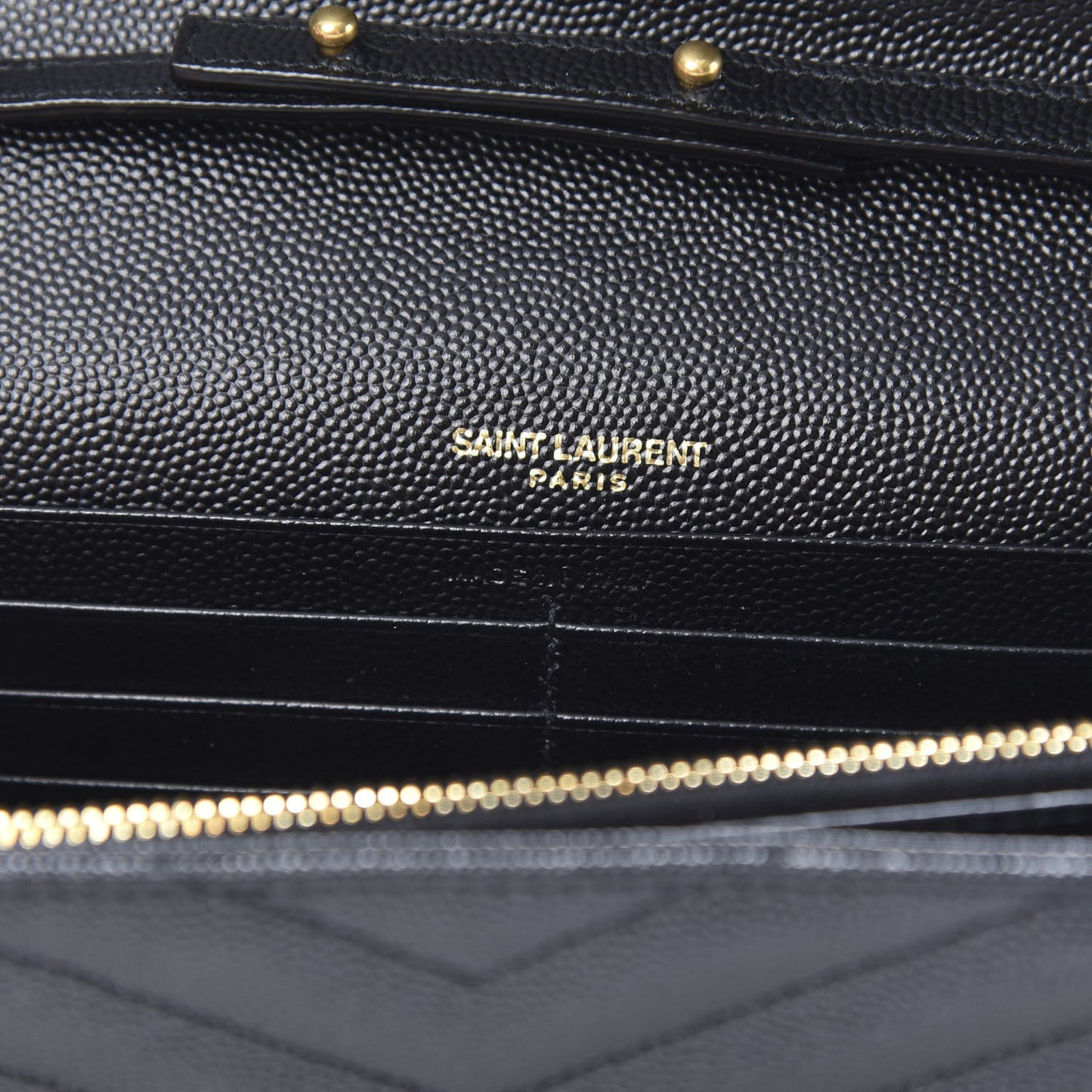 Grain De Poudre Matelasse Chevron Monogram Chain Wallet Black