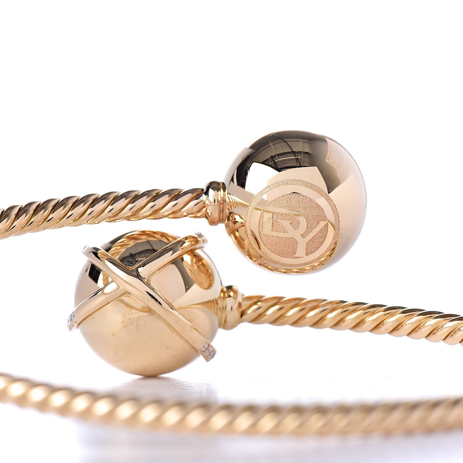 David Yurman 18K Yellow Gold Diamond Solari Bypass Bracelet 4 of 6