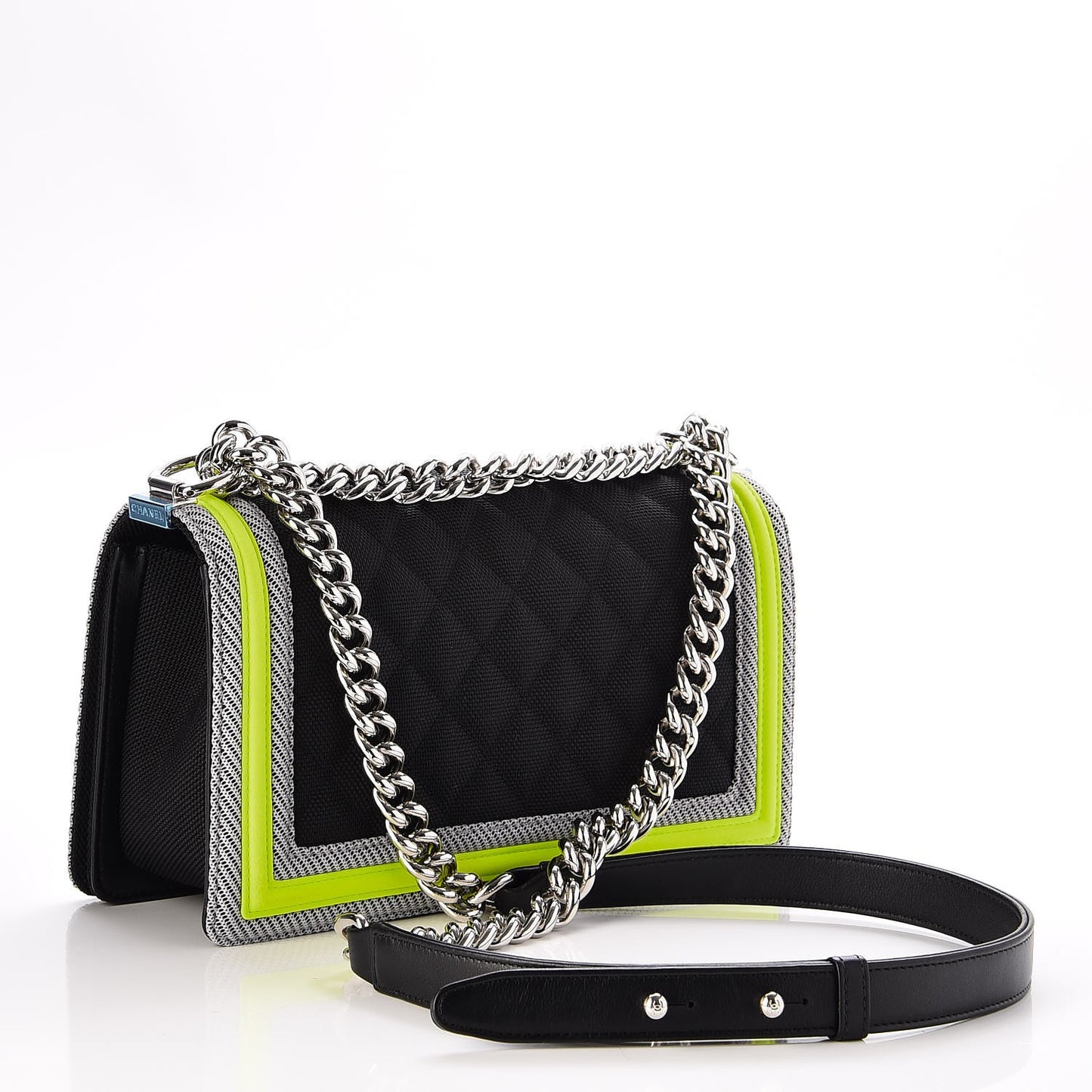 Canvas Quilted Medium Fluo Boy Flap Black Grey Yellow