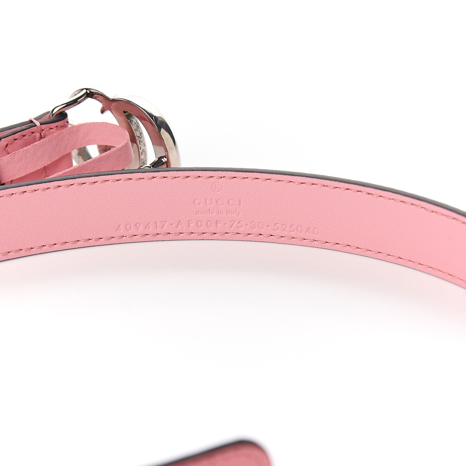 Gucci Moon Calfskin Palladium Double G 20mm Belt 75 30 Wild Rose 5 of 6