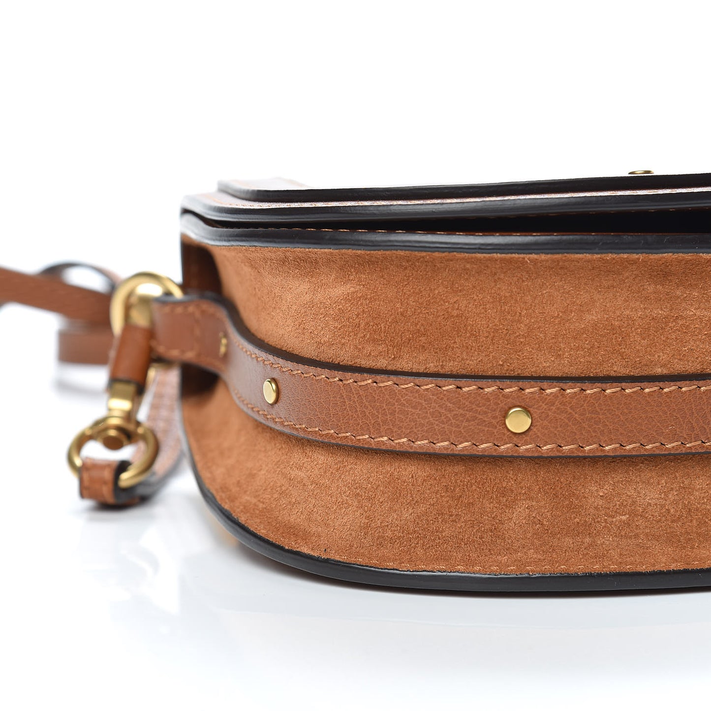 Calfskin Suede Small Nile Bracelet Bag Caramel