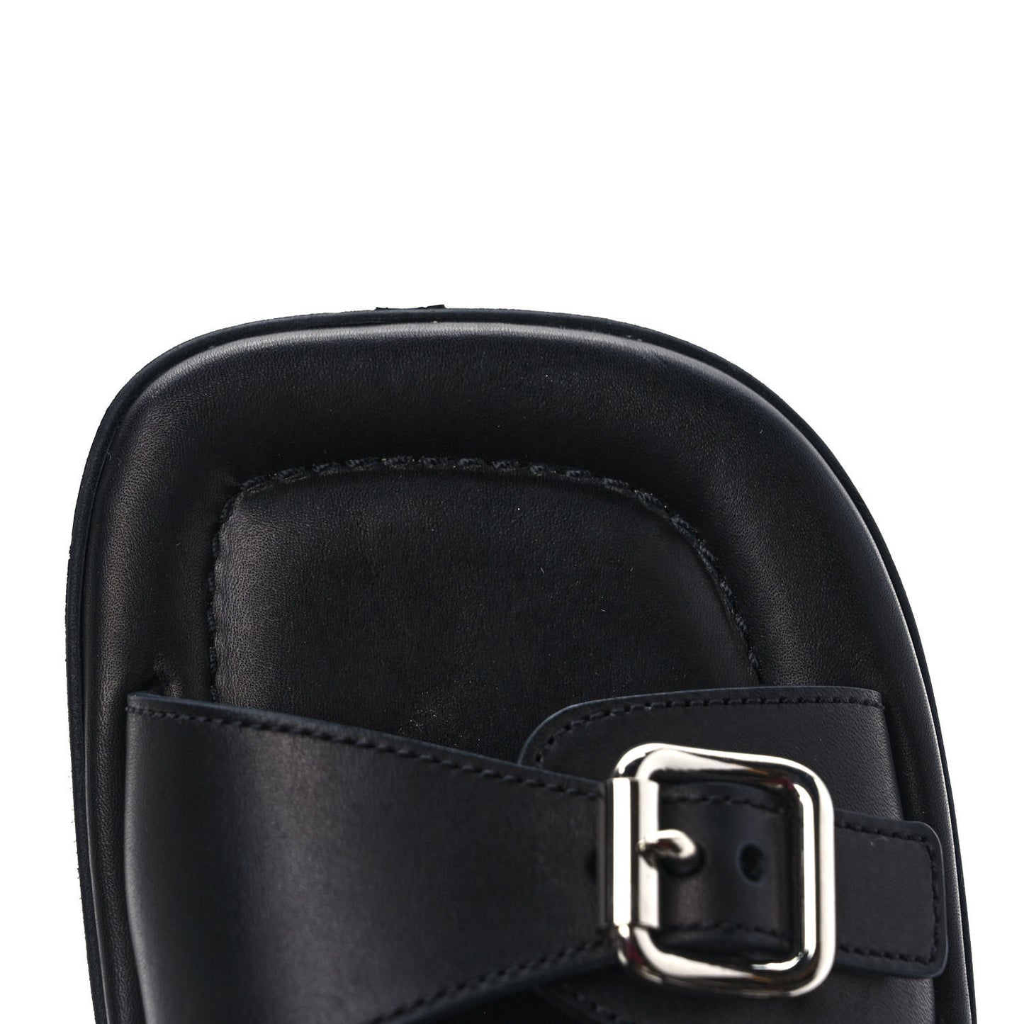Natural Calfskin Double Buckle 20mm Sandals 39 Black