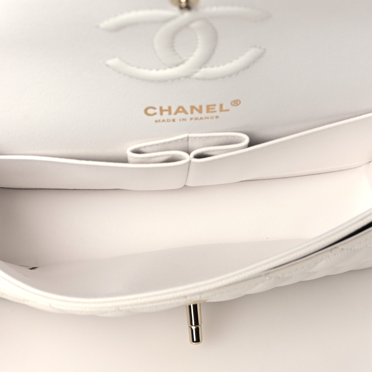 Caviar Quilted Small Double Flap White