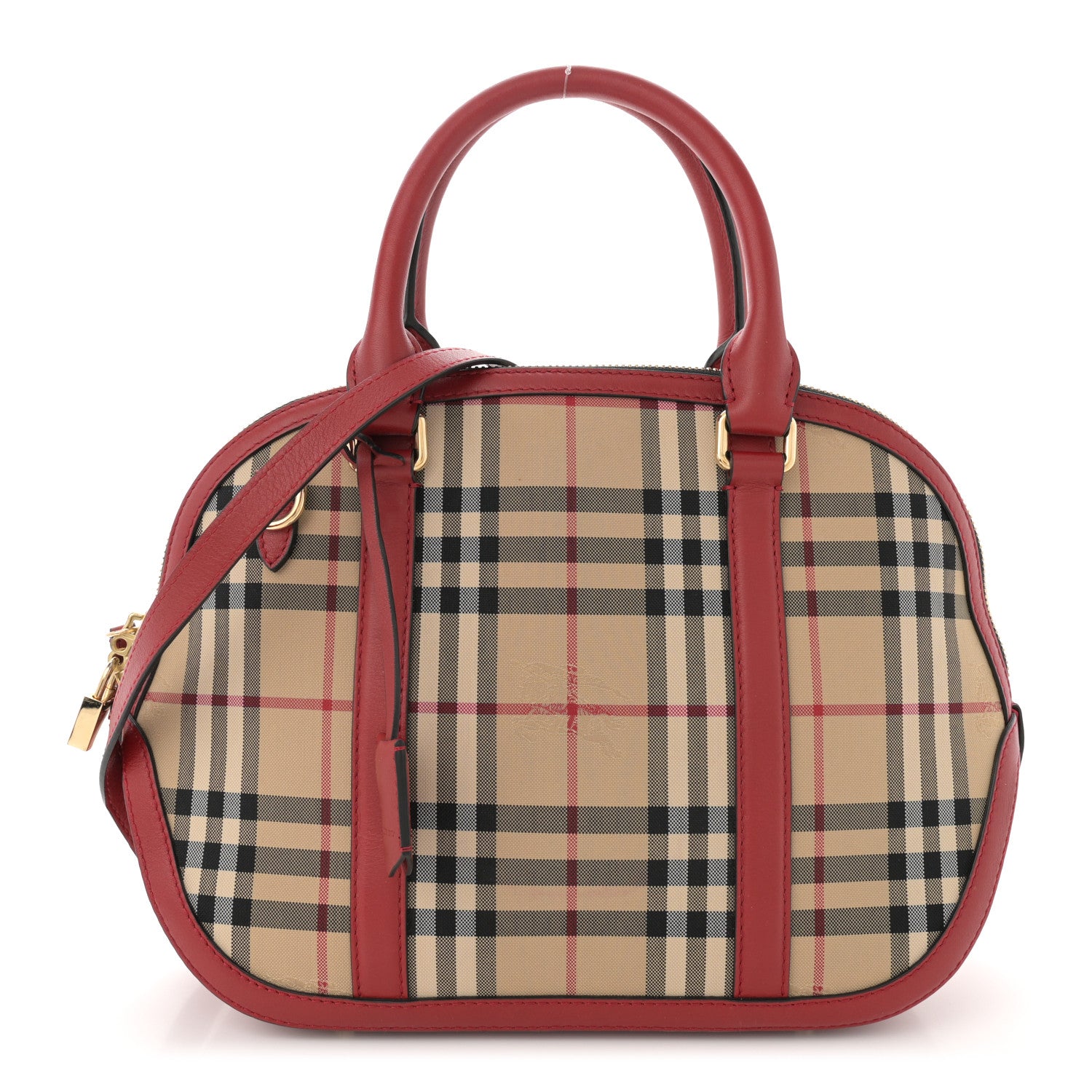 Burberry Horseferry Check Small Orchard Bowling Bag Honey Parade Red 1 of 19