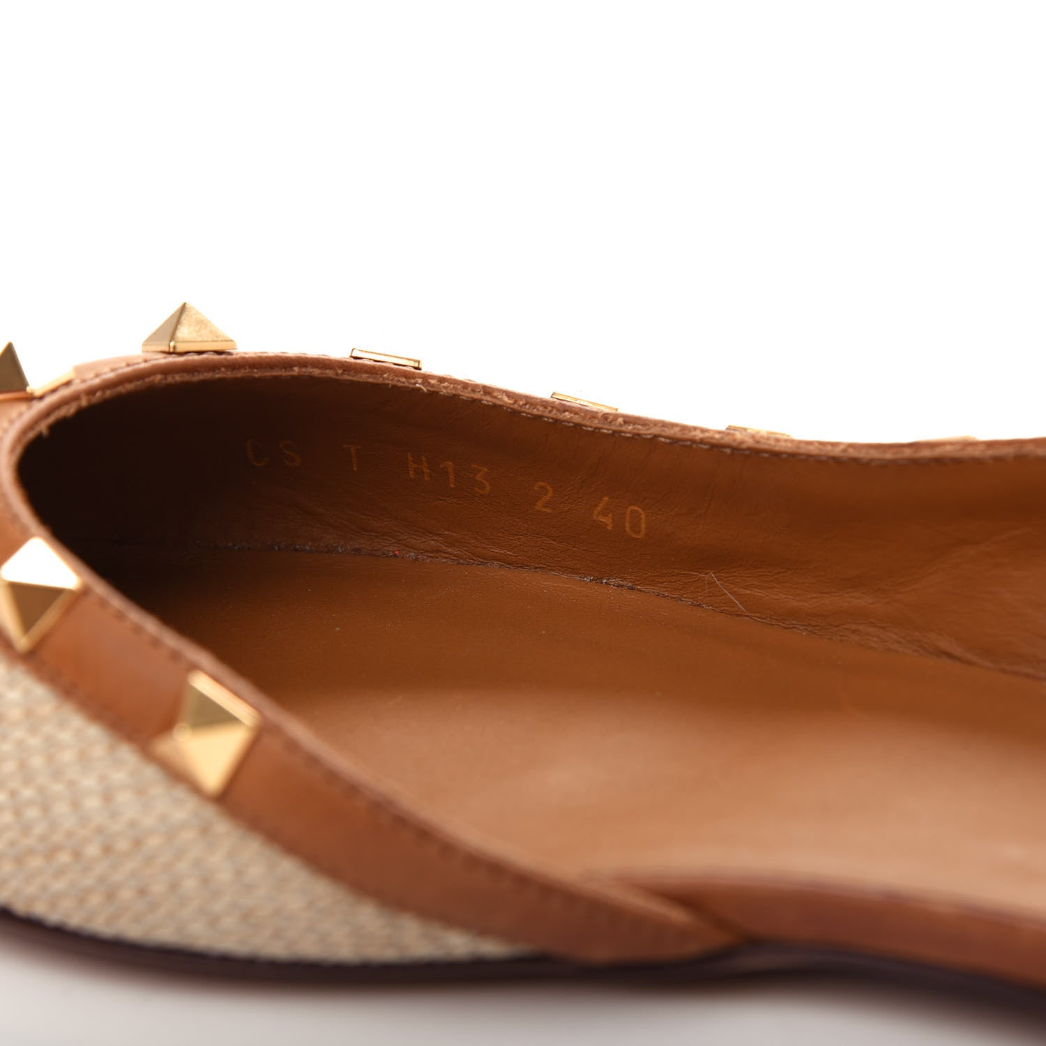 Valentino Garavani Raffia Calfskin Rockstud Slingback Flats 40 Naturale 11 of 12