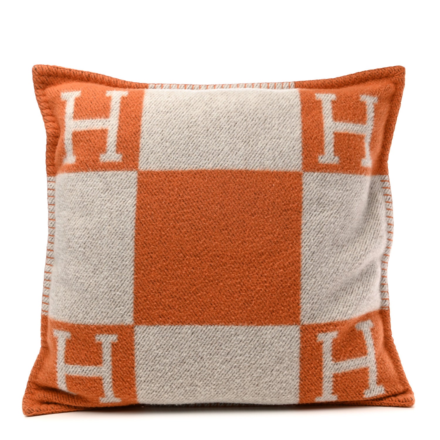 Hermes Wool Cashmere Avalon Pillow PM Ecru Potiron 1 of 3