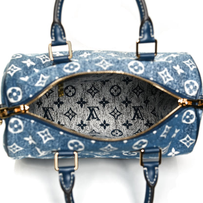 Louis Vuitton Monogram Jacquard Denim Speedy Bandouliere 25 Bleu 5 of 13