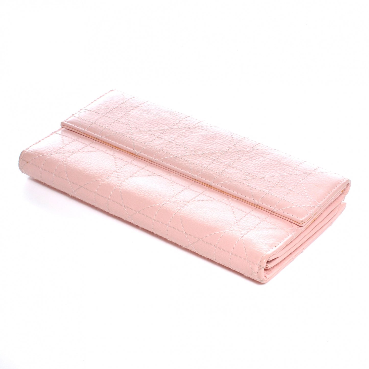 Leather Stitched Lady Cannage Wallet Pink