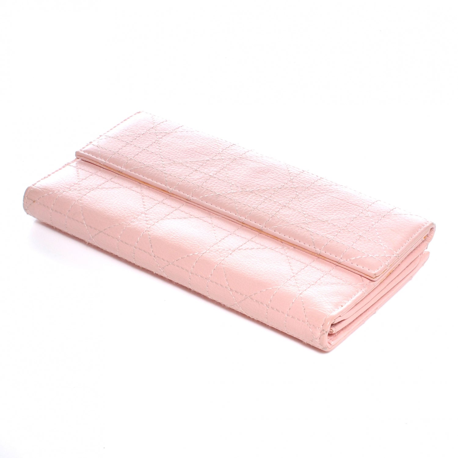 Christian Dior Leather Stitched Lady Cannage Wallet Pink 4 of 7