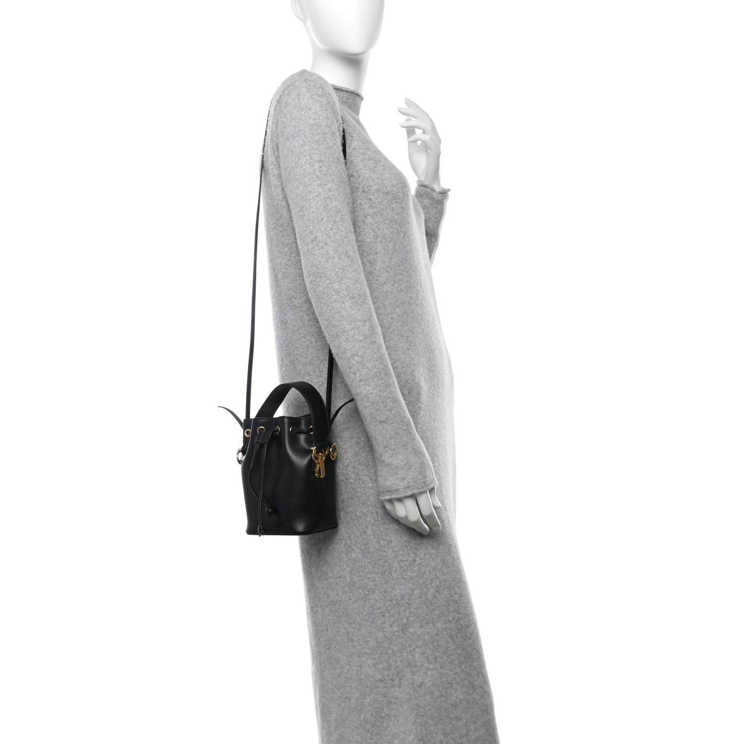 Vitello Liberty Lucido F is Fendi Mini Mon Tresor Bucket Bag Black