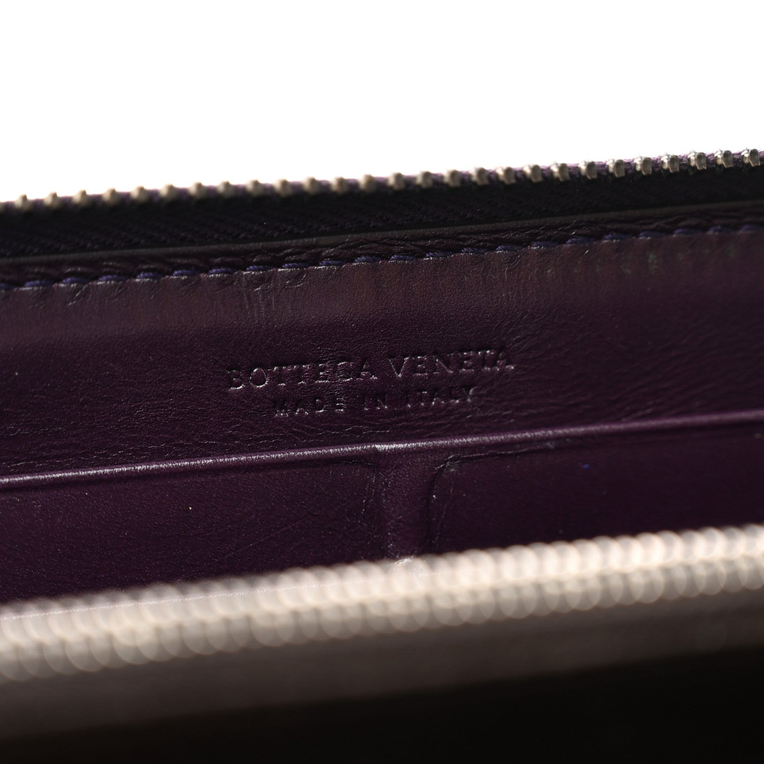 Bottega Veneta Shiny Crocodile Zip Around Wallet Purple 6 of 11