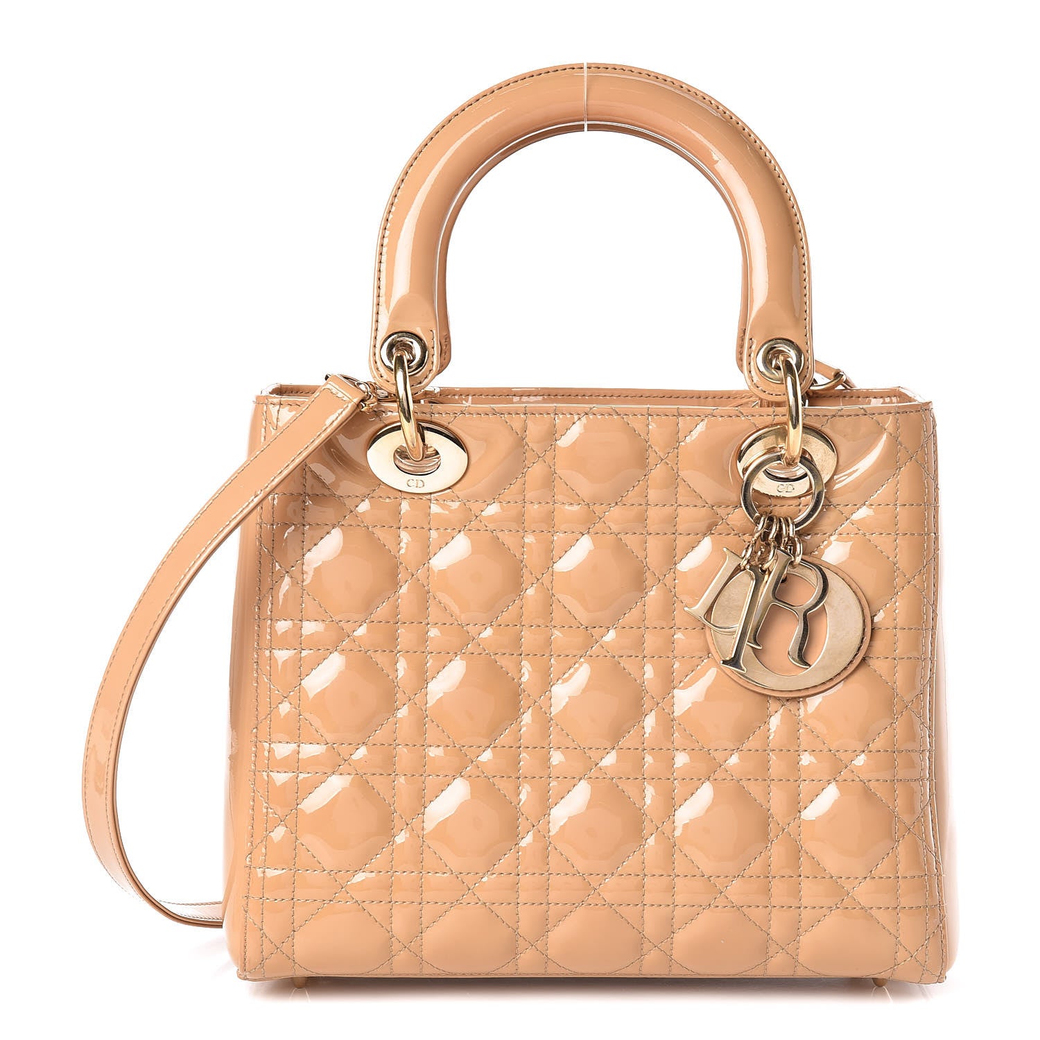 Christian Dior Patent Cannage Medium Lady Dior Beige 1 of 21