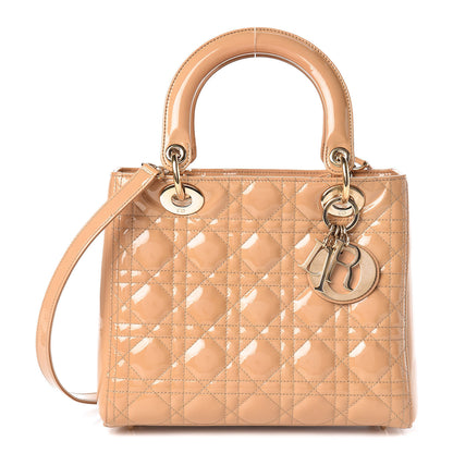 Christian Dior Patent Cannage Medium Lady Dior Beige 1 of 21
