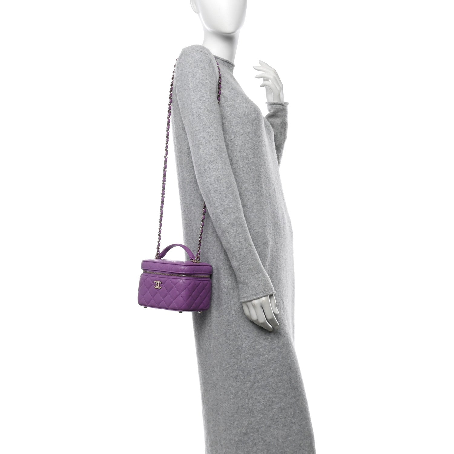 Chanel Caviar Quilted Small CC Vanity Case Purple 2 of 10