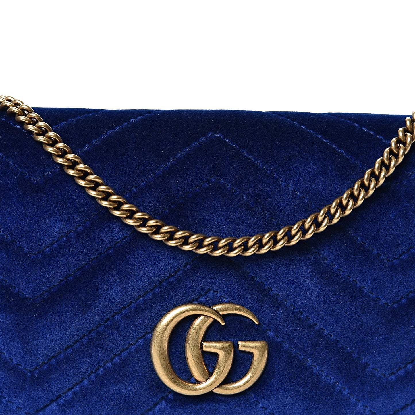 Velvet Matelasse GG Marmont Mini Bag Cobalt Blue