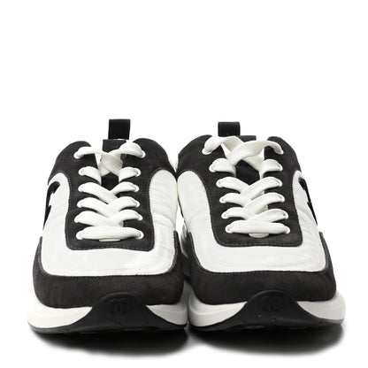Chanel Nylon Suede Calfskin CC Sneakers 39 White Dark Grey 2 of 8