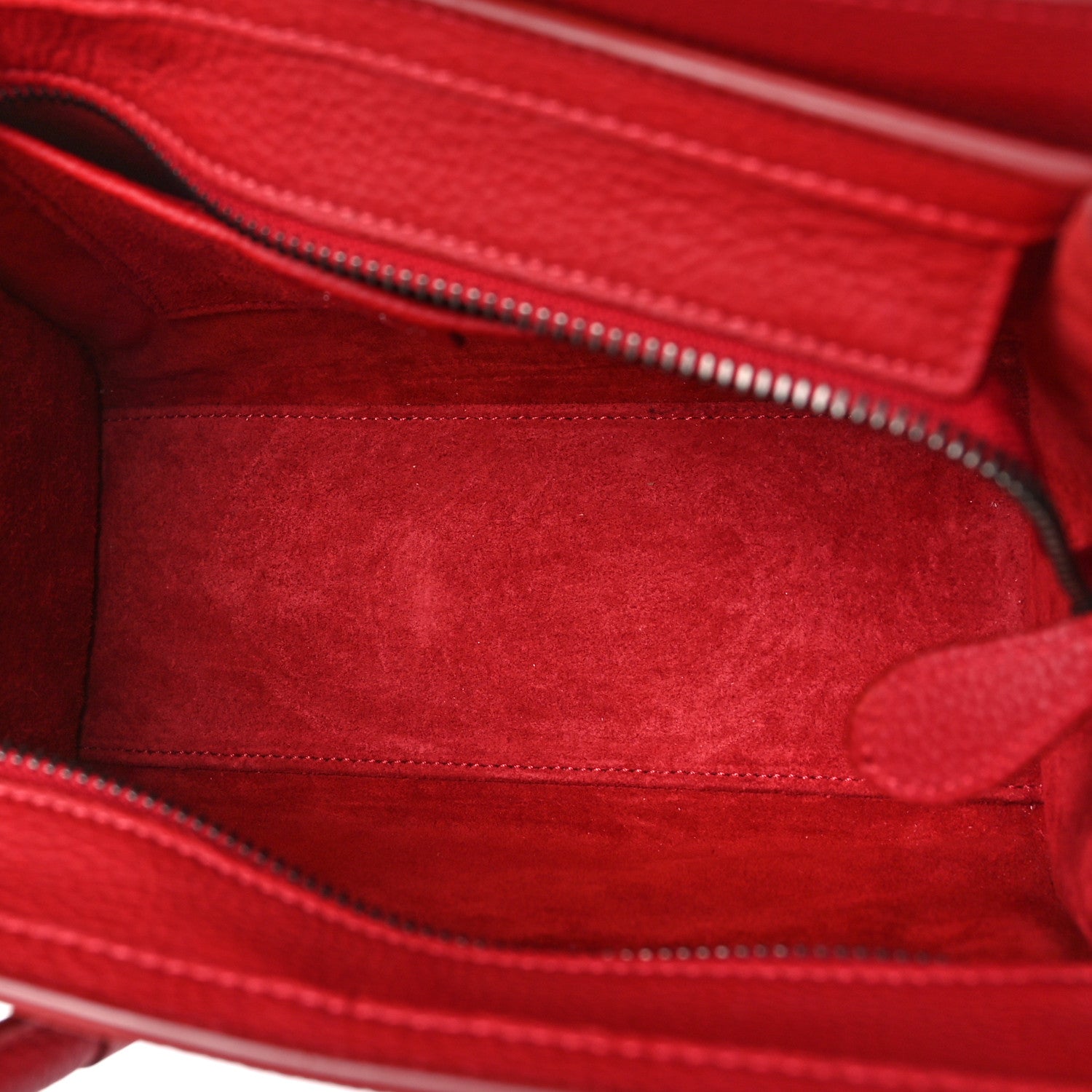 Celine Drummed Calfskin Nano Luggage Red 5 of 9