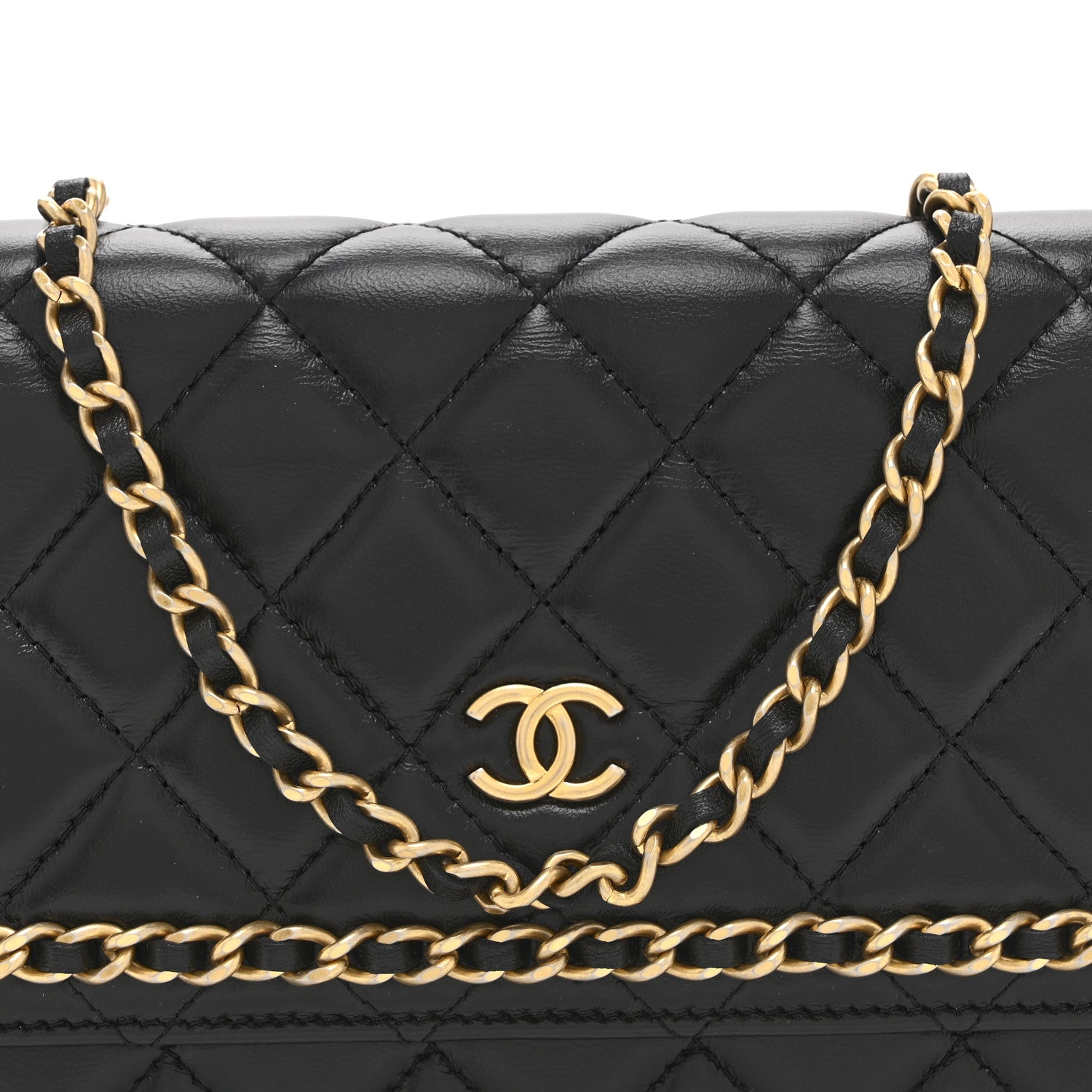 Chanel Lambskin Quilted Chain Around Wallet On Chain WOC Black 8 of 11