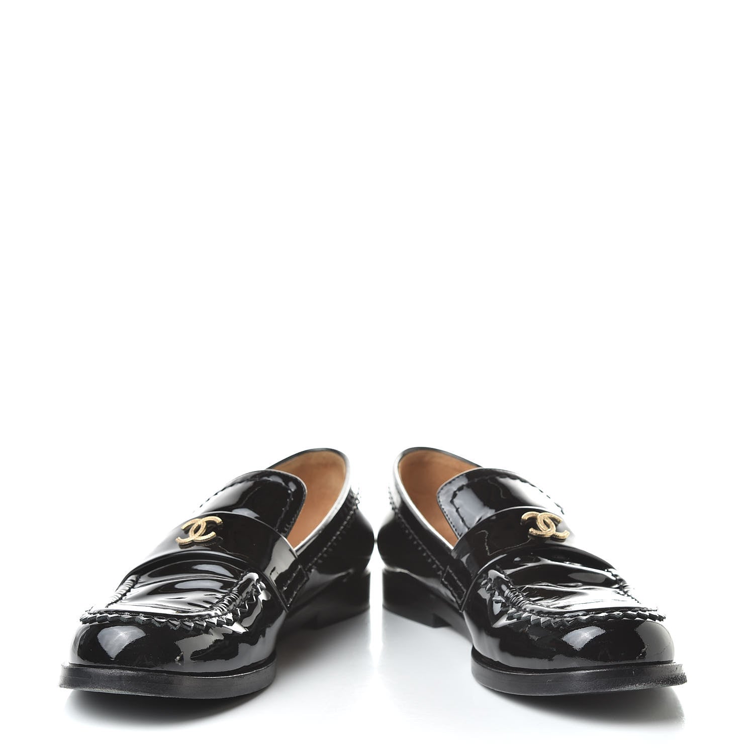 Chanel Patent CC Mocassin Loafers 39.5 Black 5 of 15