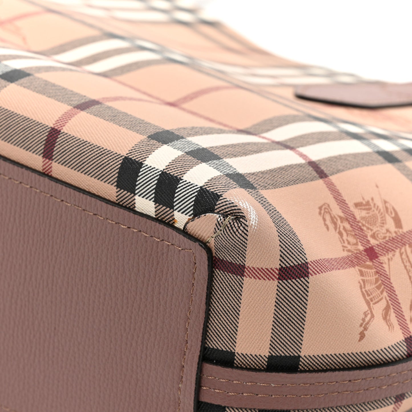 Grainy Calfskin Haymarket Check Medium Reversible Tote Light Elderberry