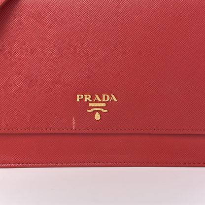 Prada Saffiano Metal Flap Wallet With Strap Fuoco 11 of 12