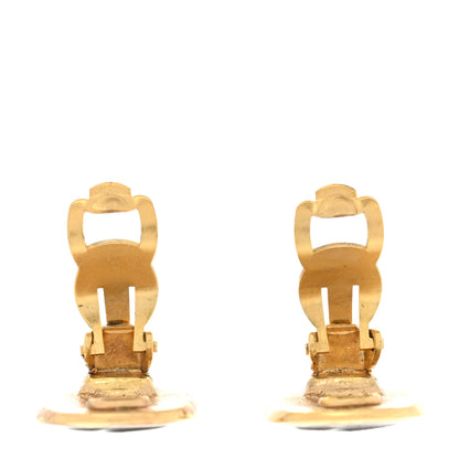Chanel Metal CC Square Clip On Earrings Black Gold 3 of 4