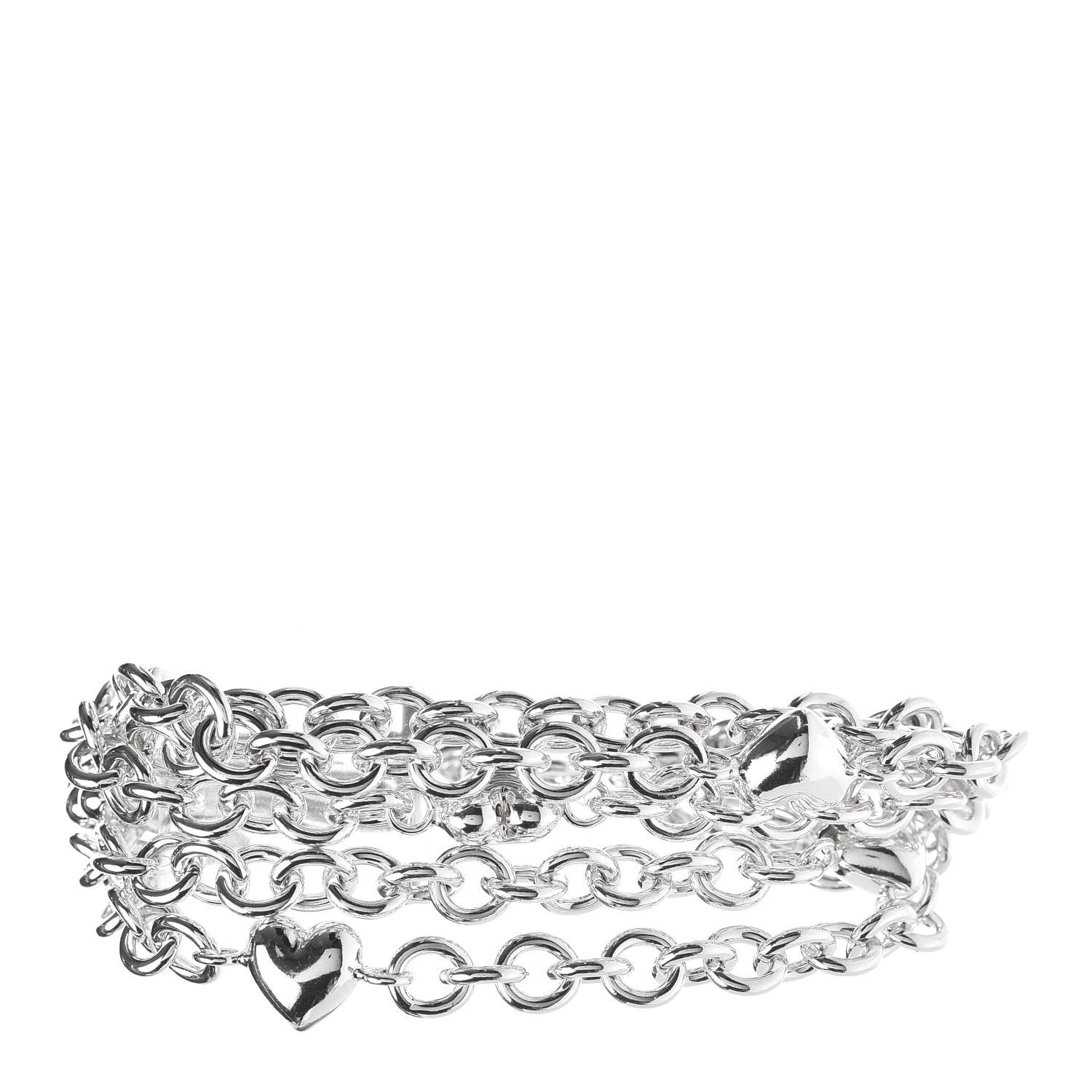 Tiffany Sterling Silver Multi Strand Puff Heart Bracelet 1 of 5