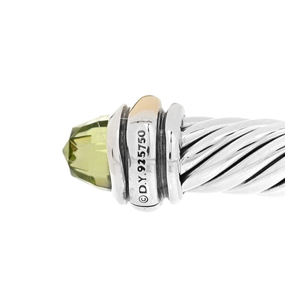 David Yurman Sterling Silver 18K Yellow Gold Peridot 4mm Cable Classics Bracelet 4 of 5