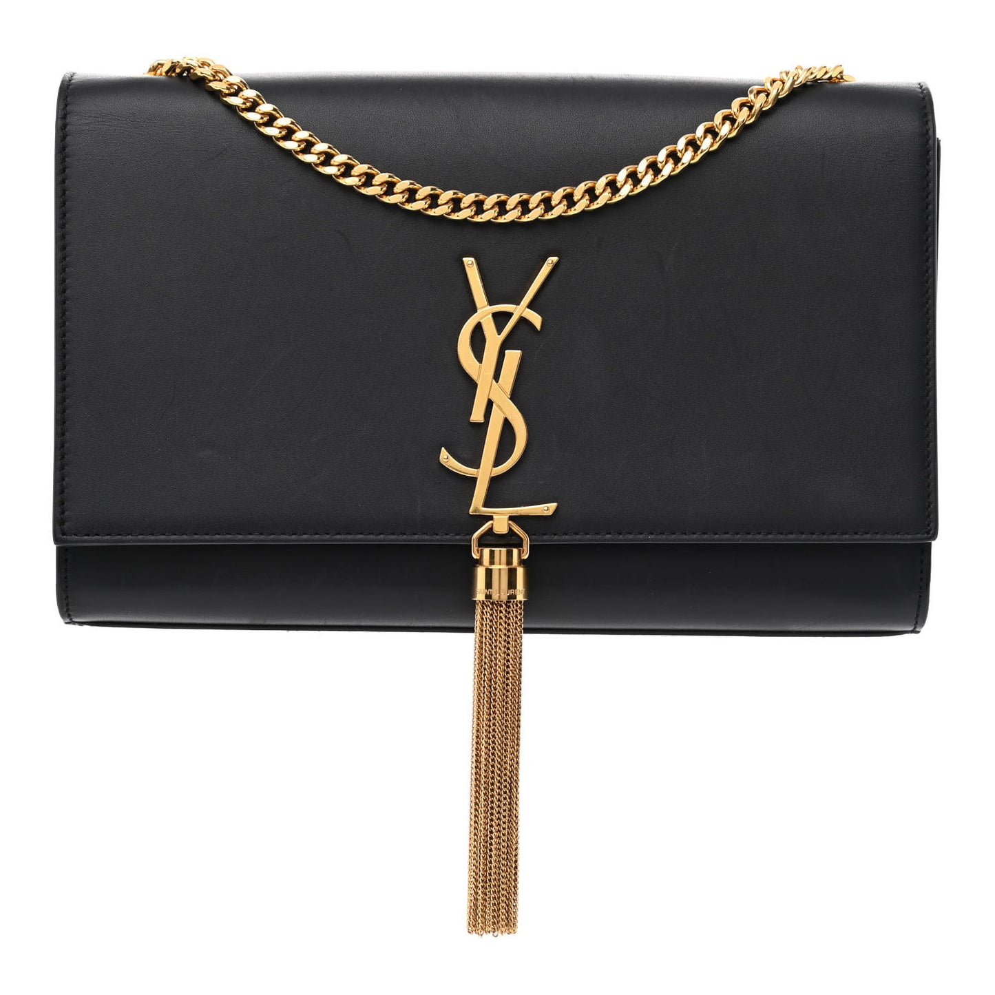 Smooth Calfskin Medium Classic Monogram Kate Tassel Satchel Black