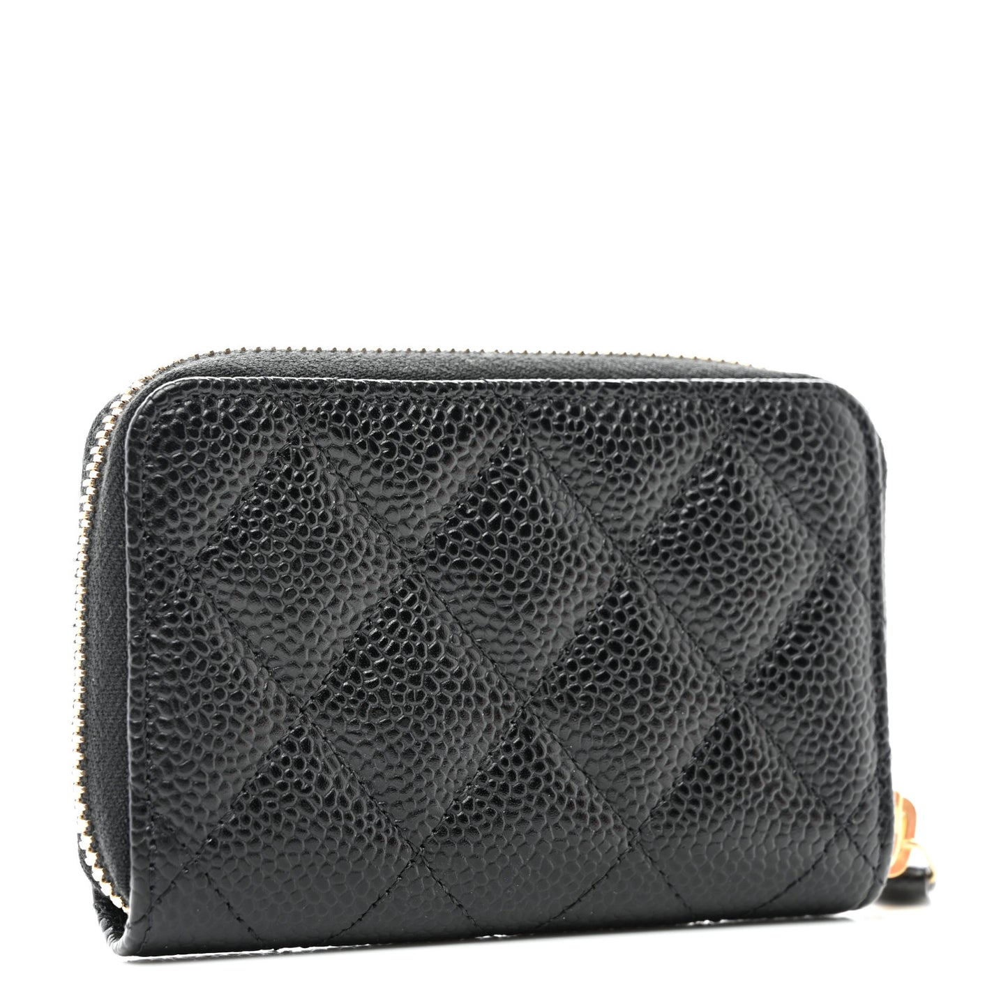 Caviar Quilted Zip Coin Purse Black