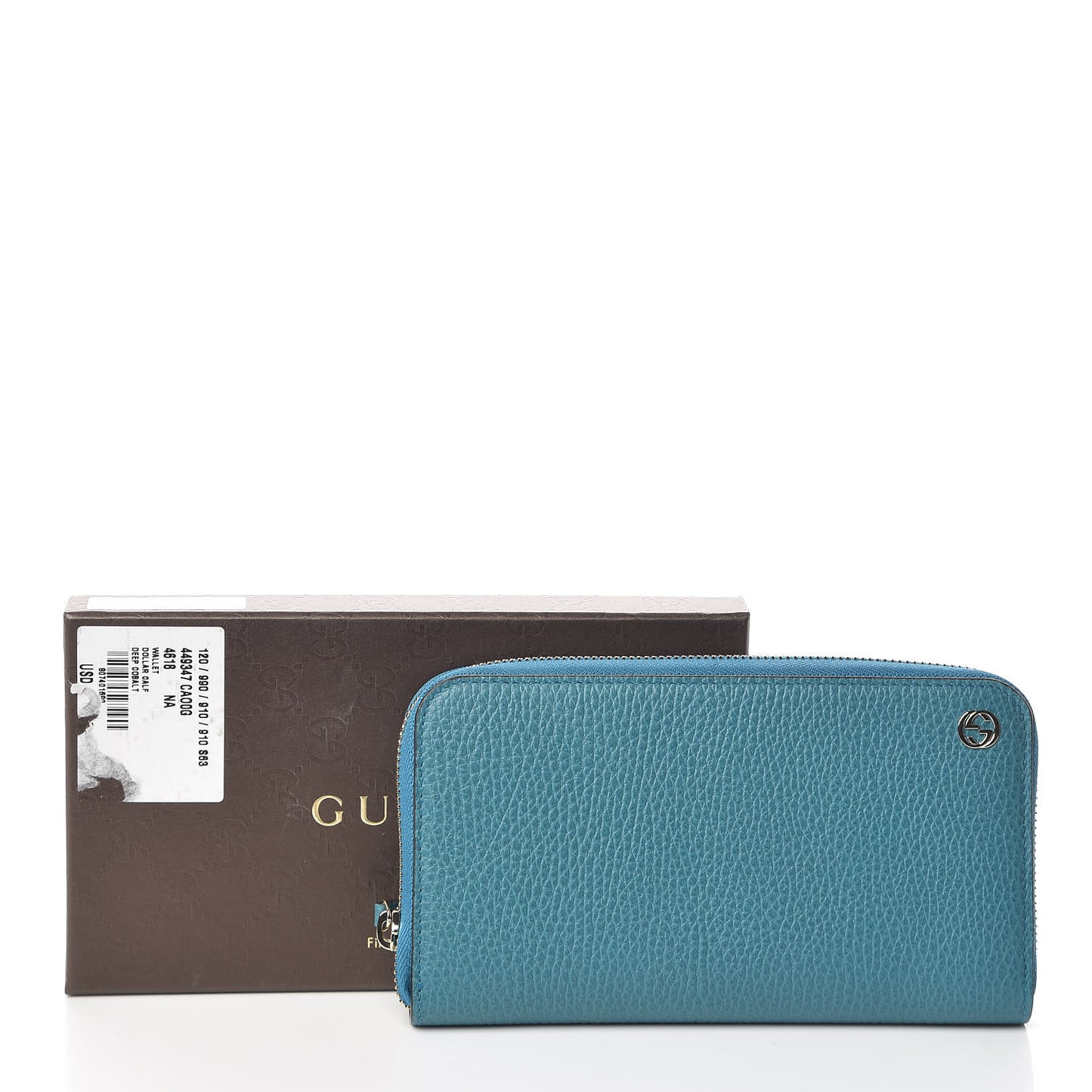 Dollar Calfskin GG Zip Around Wallet Deep Cobalt