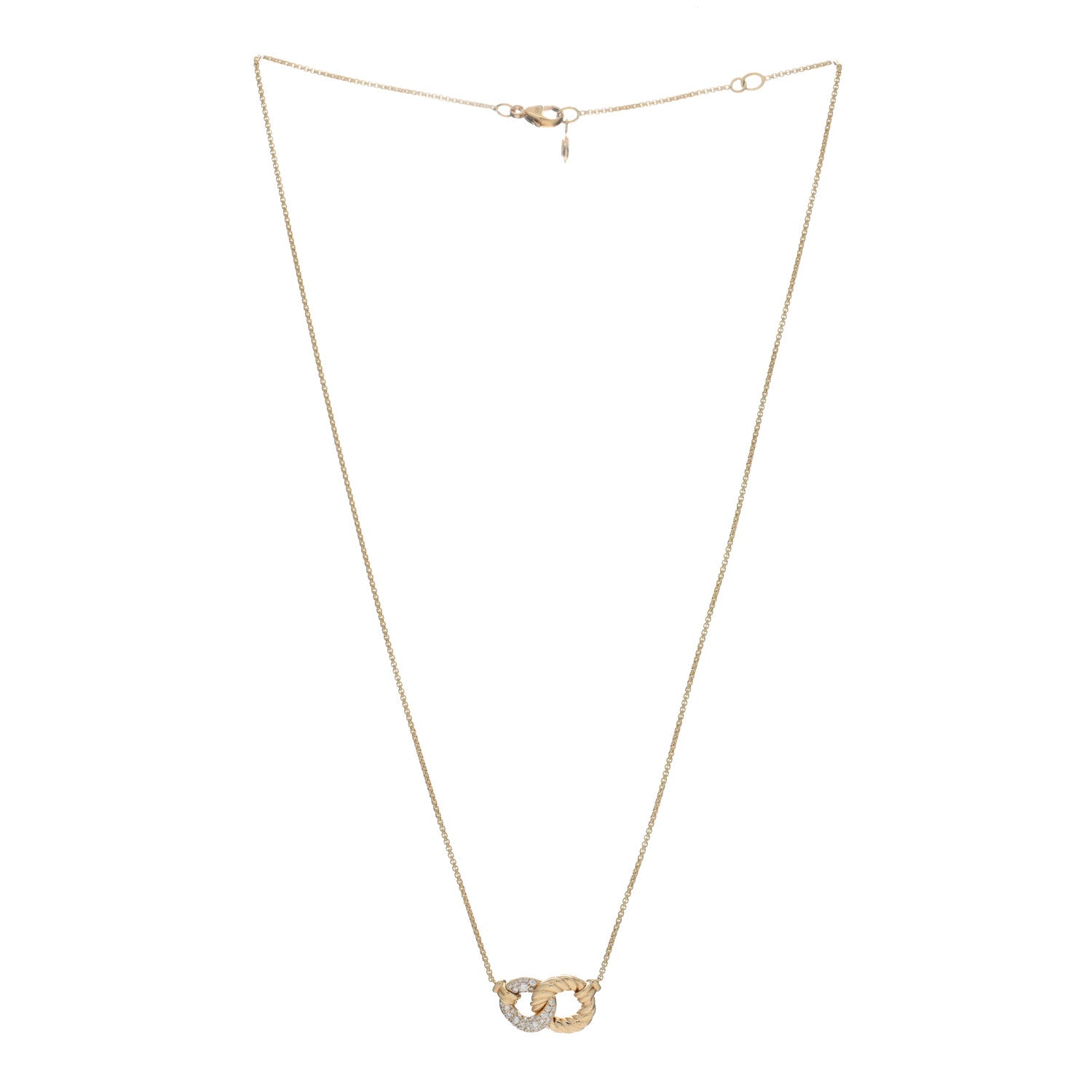David Yurman 18K Yellow Gold Diamond Pave Extra-Small Belmont Pendant Necklace 3 of 4