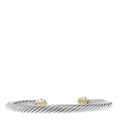 David Yurman Sterling Silver 14K Yellow Gold Pearl 5mm Cable Classics Petite Color Bracelet 2 of 3