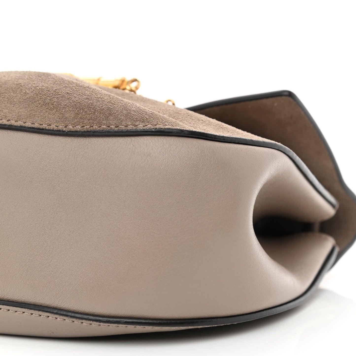 Suede Smooth Calfskin Drew Shoulder Bag Motty Grey