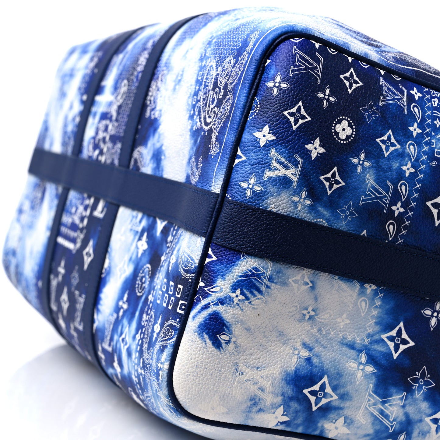 Cowhide Monogram Bandana Keepall Bandouliere 50 Blue